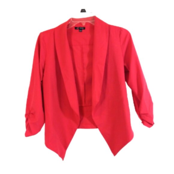 Colorful Open Front Blazer Size Small Ruched 3/4 Sleeve Lightweight Jacket - Picture 4 of 11